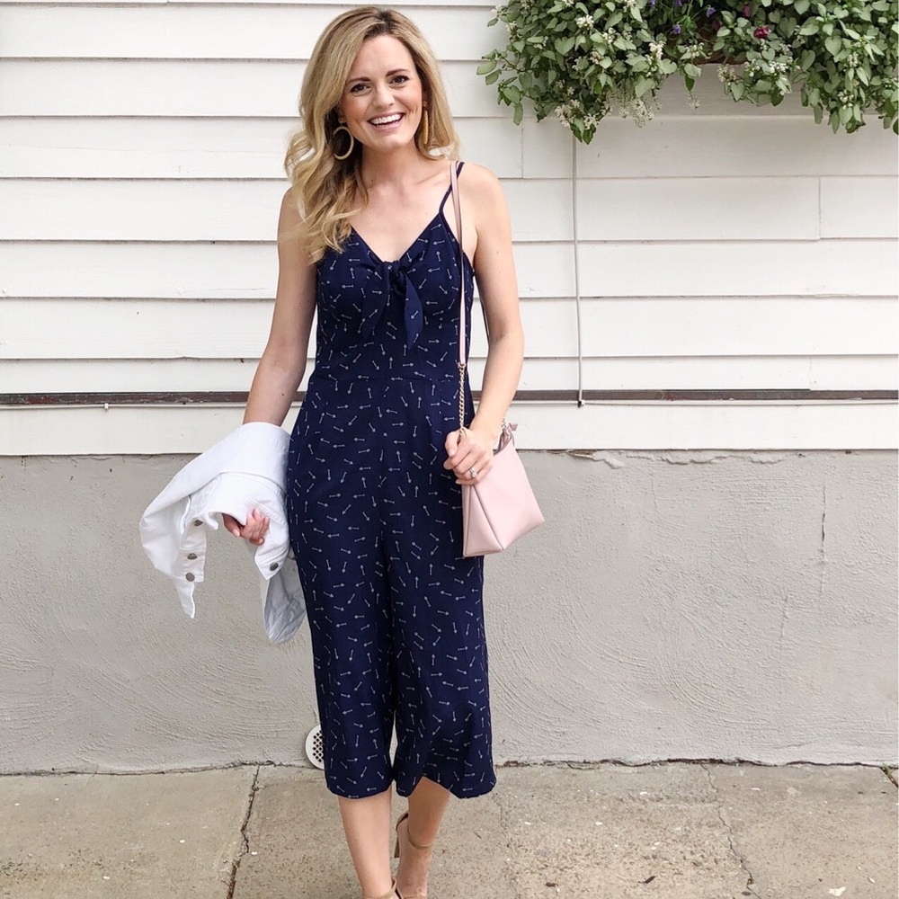 Navy spaghetti strap jumpsuit